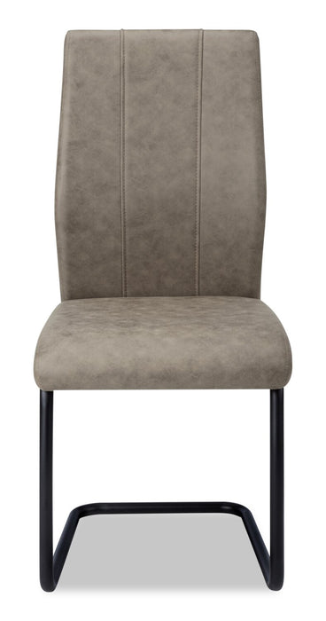 Chaise de salle à manger Heath en tissu de cuir végétalien et en métal - taupe