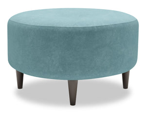 Pouf personnalisable The Curve de Sofa Lab de 31 po fabriqué au Canada en tissu de velours - bleu Sea Blue