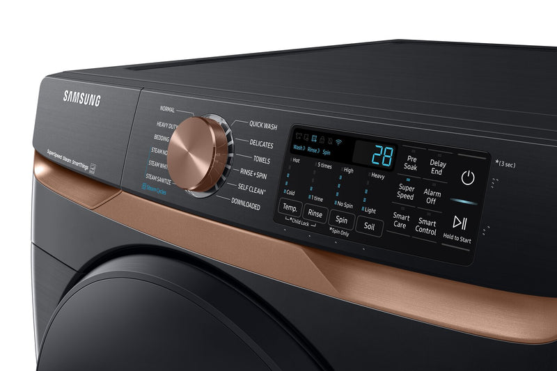 Laveuse à la vapeur Samsung à chargement frontal de 5,8 pi³ - acier inoxydable noir - superposable - WF50BG8300AVUS