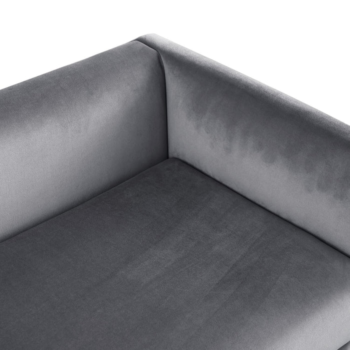 Banc Cass de 52 po - velours gris avec pattes dorées