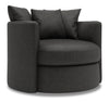 Fauteuil d’appoint pivotant Nest de Sofa Lab personnalisable de 41 po fabriqué au Canada en tissu d’apparence lin -  gris Luna Kohl