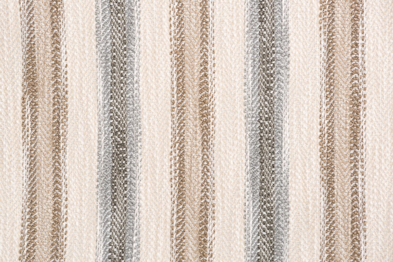 Fauteuil d’appoint Wynn de 36 po fabriqué au Canada en tissu d’apparence lin avec accoudoirs enroulés et pattes en bois - rayures multicolores