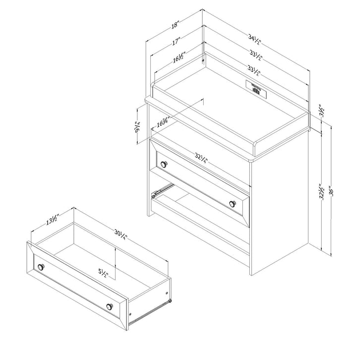 Table à langer Ivy pour bébé avec tiroirs de rangement - blanche