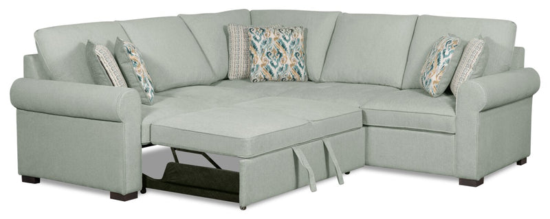 Sofa-lit sectionnel de gauche Haven de Scott Living 2 pièces en tissu de chenille - bleu écume de mer