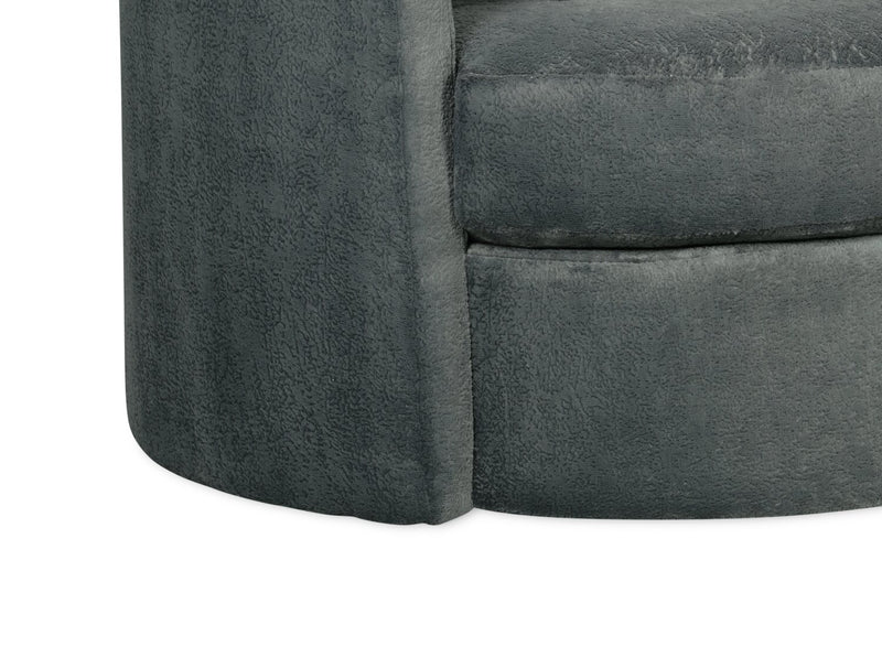 Fauteuil d’appoint pivotant Cuddler Midi de 42 po fabriqué au Canada en tissu de chenille - gris Plush Thunder
