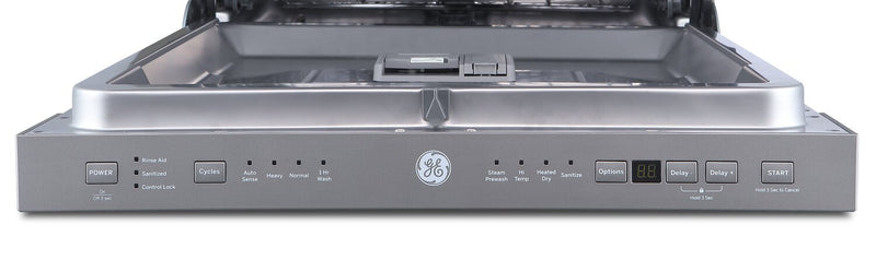 Lave-vaisselle encastré GE à 52 dBA de 24 po avec commandes sur le dessus et prélavage à la vapeur - acier inoxydable - GBP534SSPSS