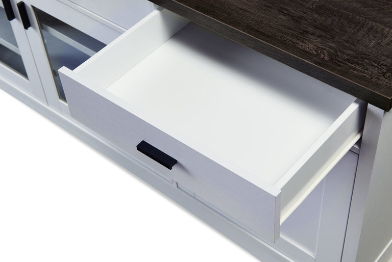 Meuble pour téléviseur Emry de 84 po avec rangement et système de gestion des câbles pour téléviseurs jusqu’à 90 po - blanc