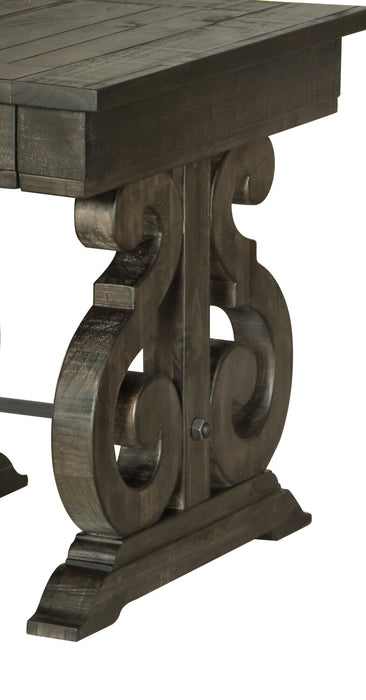 Table de bout traditionnelle Bellamy de 22 po avec rangement - pin brun foncé avec base en bois à volutes