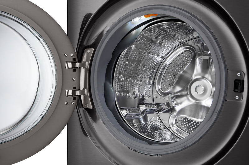 Laveuse à la vapeur intelligente haute efficacité LG à chargement frontal de 5,8 pi³ - acier noir - superposable - WM6500HBA