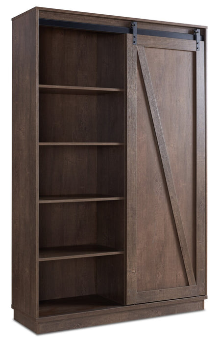 Armoire décorative de rangement Warren de 47,25 po avec porte coulissante de style grange - chêne noyer