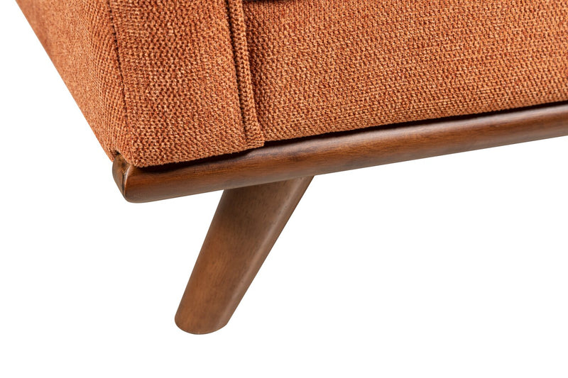 Sofa Kassia de Kort & Co. de 90,6 po en tissu d’apparence lin avec base et pattes en bois - orange