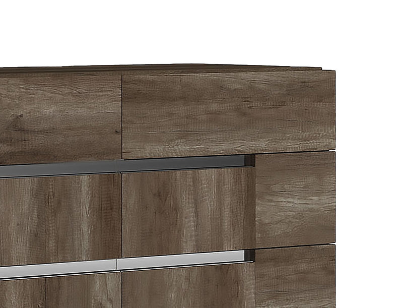 Ensemble de chambre à coucher Gino 6 pièces avec lit à panneaux, commode, miroir et table de nuit - fabriqué en Italie, moderne, brun - format grand lit