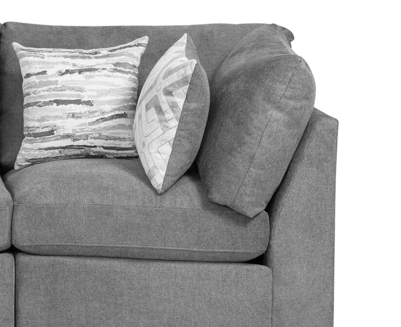 Sofa sectionnel modulaire de style cocon Evolve de Scott Living 4 pièces en tissu d’apparence lin avec coussins en duvet et plumes - anthracite