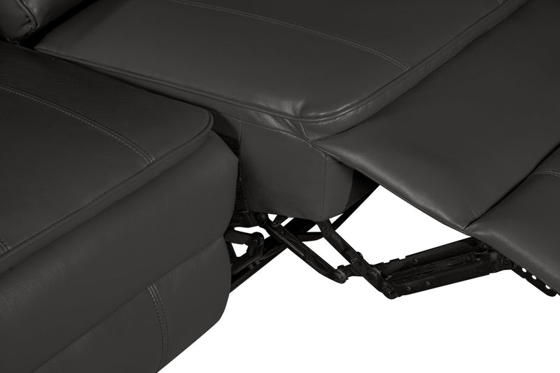 Sofa à inclinaison électrique Chandler de 82 po en tissu d’apparence cuir avec ports USB - gris