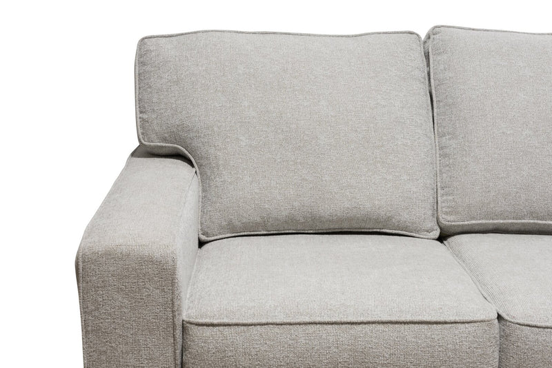 Sofa sectionnel de droite Verona 2 pièces fabriqué au Canada en tissu d’apparence lin avec coussins amovibles - beige