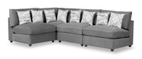  Sofa sectionnel modulaire Evolve de Scott Living 4 pièces en tissu d’apparence lin avec coussins en duvet et plumes - gris anthracite