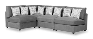 Sofa sectionnel modulaire Evolve de Scott Living 4 pièces en tissu d’apparence lin avec coussins en duvet et plumes - gris anthracite