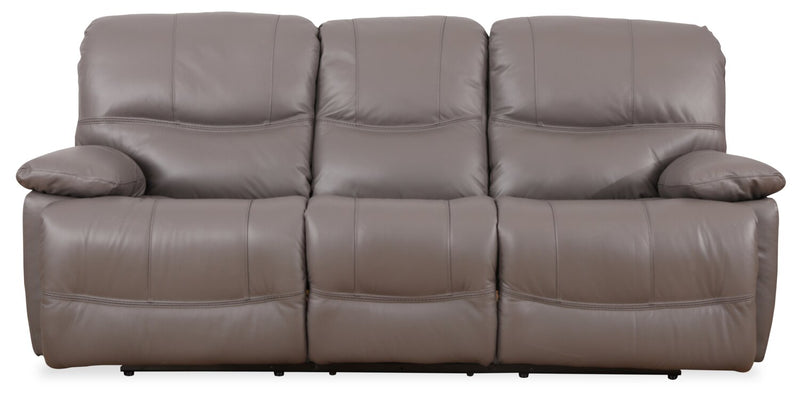 Sofa à inclinaison électrique Franco de 89 po en cuir véritable avec position zéro gravité et ports USB - gris
