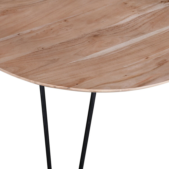 Table de salle à manger ronde Miya de 36 po (L) en acacia et métal - naturelle