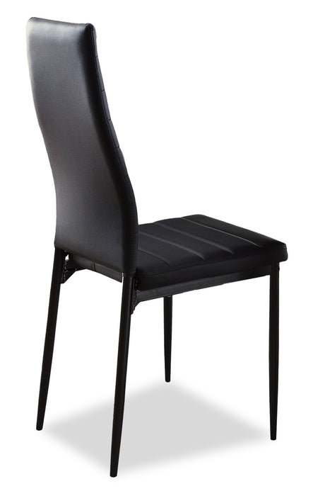 Chaise de salle à manger Onyx en tissu de cuir végétalien et en métal - noire