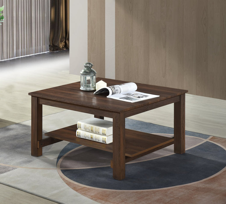 Table à café traditionnelle Jordi de 31,5 po avec tablette - bois au fini noyer brun
