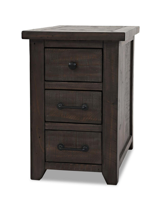 Table de fauteuil rustique Morgan de 16 po avec rangement - brun foncé avec bois recyclé