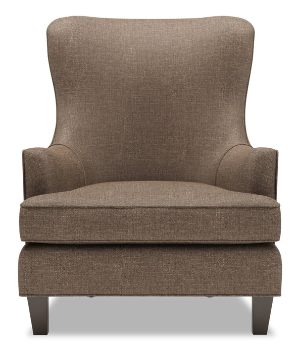 Fauteuil d’appoint à oreilles Sofa Lab personnalisable de 32 po fabriqué au Canada en tissu d’apparence lin - brun Luna Praline