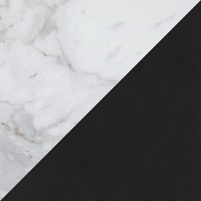 Table de salle à manger Bari de 63 po (L) avec dessus en céramique d’apparence marbre et base géométrique en métal - blanche