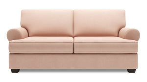 Sofa personnalisable Roll de Sofa Lab de 76 po de format condo fabriqué au Canada en tissu d’apparence lin avec accoudoirs enroulés - rose Pax Rose
