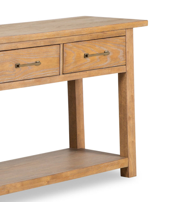 Table de salon moderne Rhett de 64 po avec rangement et tablette - chêne brun clair