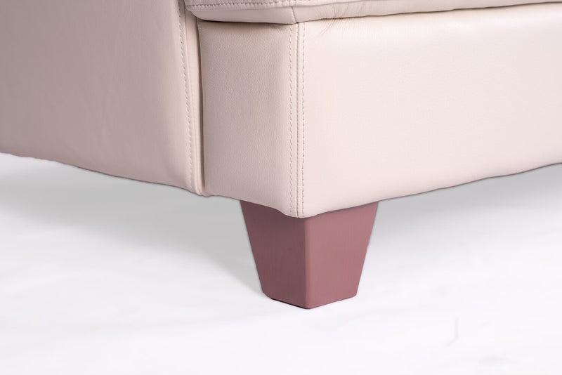 Causeuse Vita de Château d’Ax de 70 po en cuir 100 % véritable avec coutures à motif de diamant et pattes en bois - gris fumée