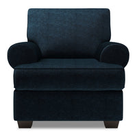  Fauteuil Roll de Sofa Lab de 42 po fabriqué au Canada en tissu de chenille avec accoudoirs enroulés - bleu Luxury Indigo 