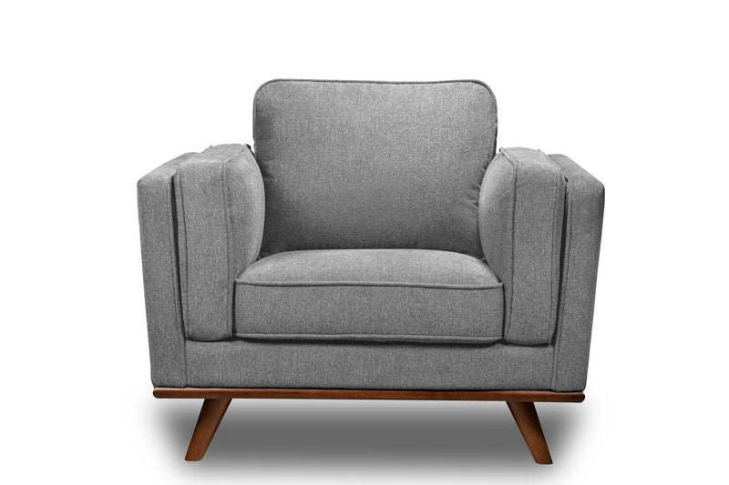 Fauteuil Kassia de Kort & Co. de 40,9 po en tissu d’apparence lin avec base et pattes en bois - gris