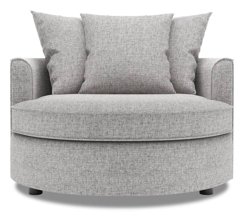Fauteuil d’appoint enveloppant Sofa Lab personnalisable de 48 po fabriqué au Canada en tissu d’apparence lin - gris Luna Domino
