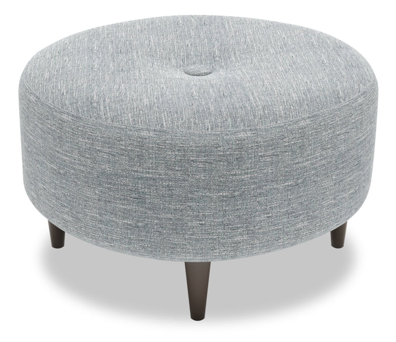 Pouf personnalisable The Curve de Sofa Lab de 31 po fabriqué au Canada en tissu d’apparence lin - gris Luna Pewter