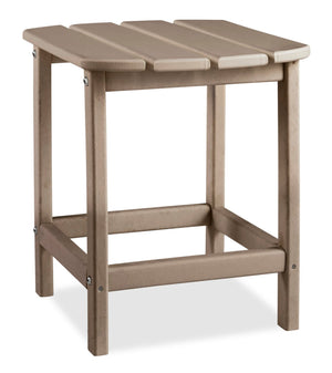 Table de bout Bask pour la terrasse à l’extérieur - 15 po (L), plastique à haute densité, résistante aux rayons UV et aux intempéries - taupe