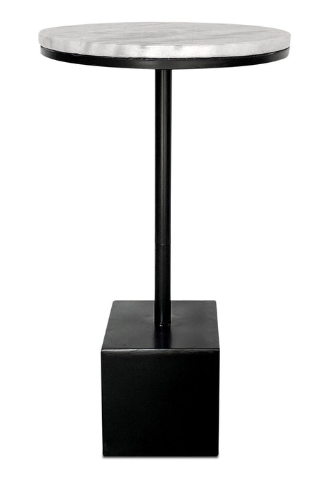 Table d'appoint Sabrina de 14 po - noire avec dessus en imitation de marbre blanc