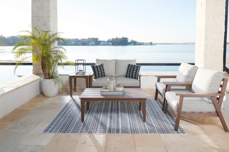 Table de bout Nome pour la terrasse à l’extérieur - 21,5 po (L), plastique à haute densité, résistante aux rayons UV et aux intempéries - brune