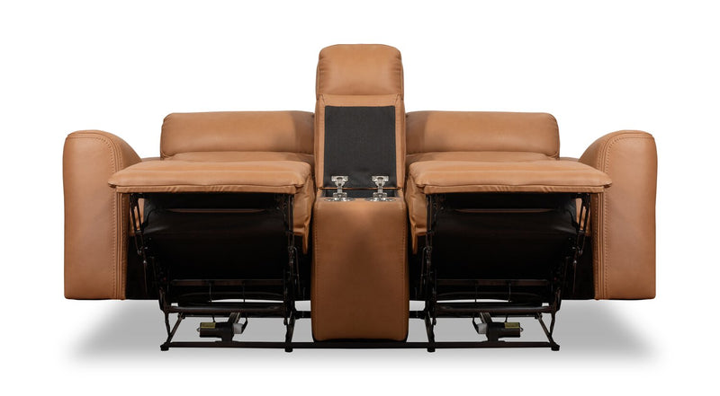 Causeuse à inclinaison électrique Prescott de Scott Living de 79 po en cuir véritable avec appuie-têtes électriques - brun courge musquée