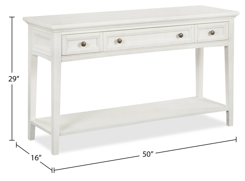 Table de salon traditionnelle Heron Cove de 50 po avec rangement et tablette - pin blanc