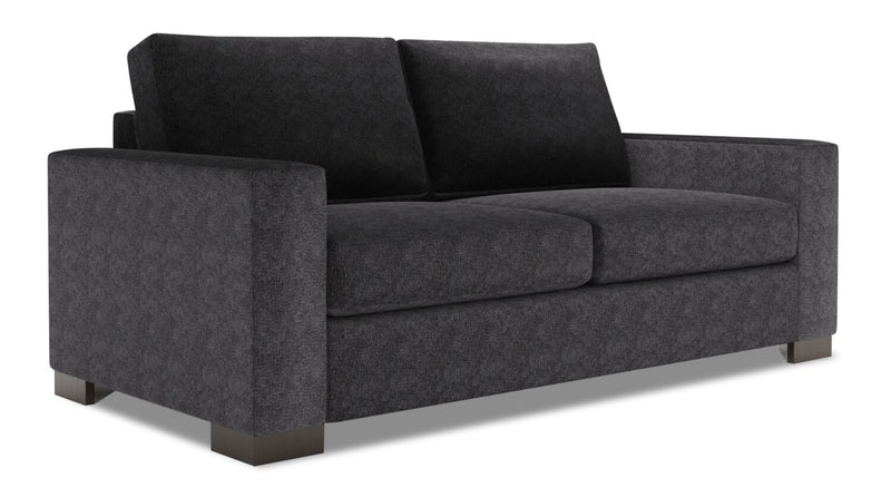 Sofa personnalisable Track de Sofa Lab de 75 po de format condo fabriqué au Canada en tissu de chenille avec accoudoirs rectilignes - gris Luxury Charcoal