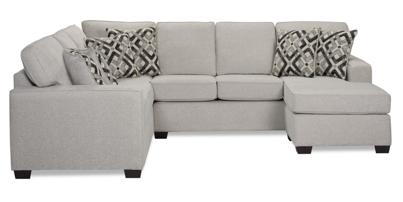 Sofa sectionnel de droite Verona 2 pièces fabriqué au Canada en tissu d’apparence lin avec coussins amovibles - beige