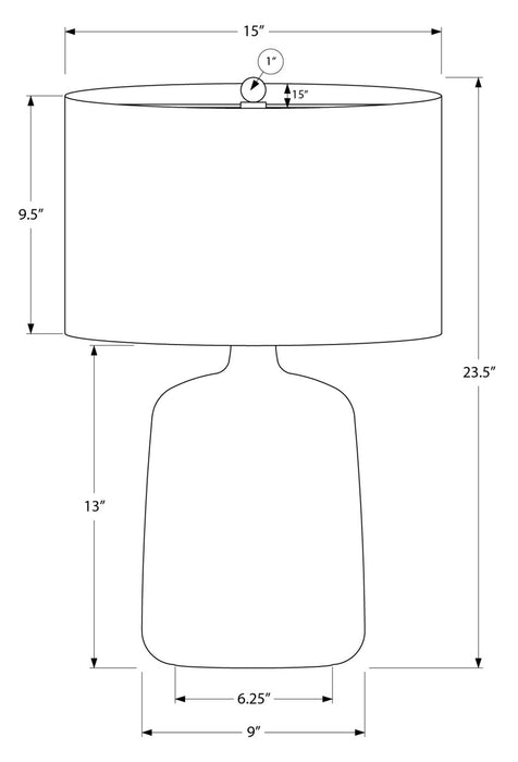 Lampe de table de 24 po en céramique noire avec abat-jour beige