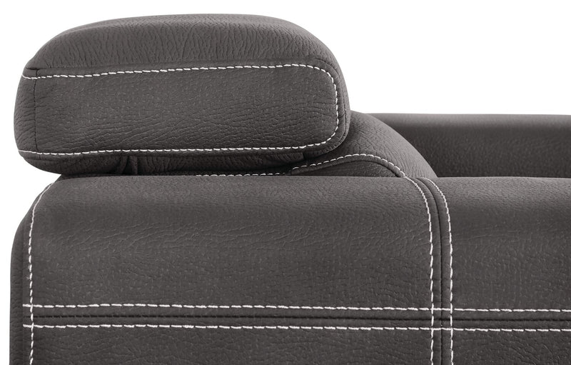 Fauteuil Drake de 41,5 po en tissu de suédine avec pouf rétractable et appuie-têtes relevables - gris ciment