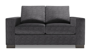 Causeuse personnalisable Track de Sofa Lab de 62 po fabriquée au Canada en tissu d’apparence lin avec accoudoirs rectilignes - gris Luxury Charcoal