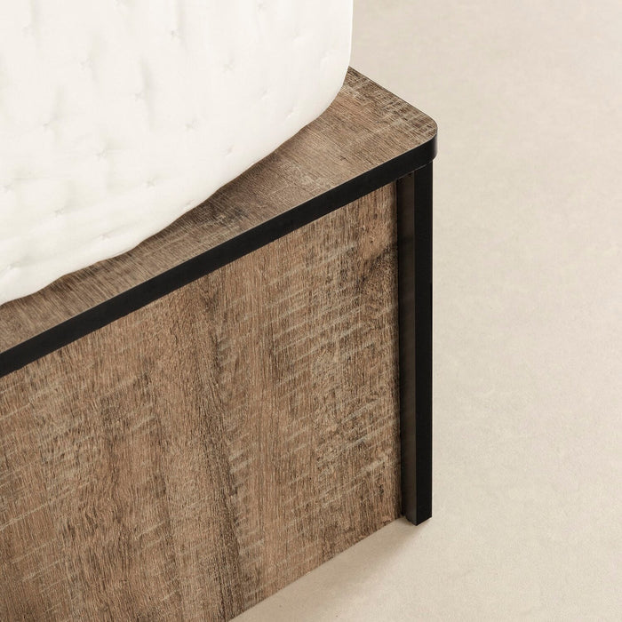 Ensemble lit plateforme et tête de lit à panneau Everley avec rangement et paniers intégrés, deux couleurs - format lit double