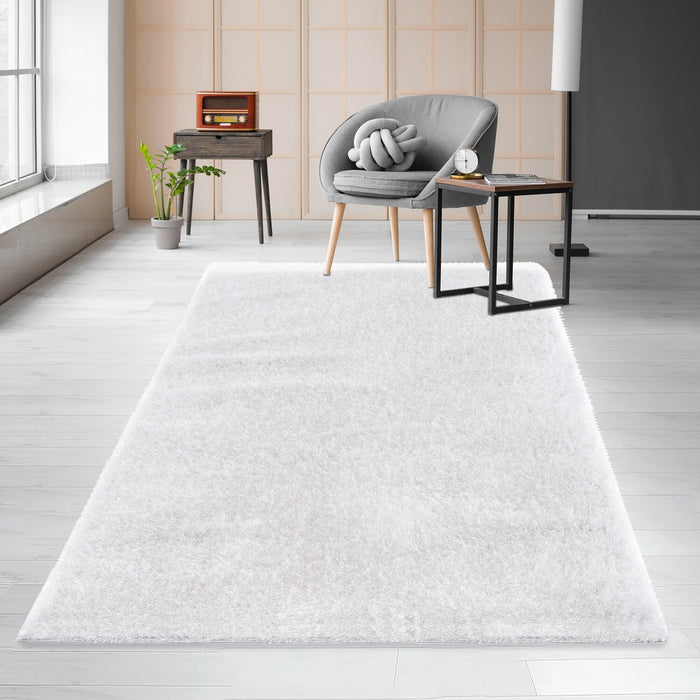 Carpette à poil long Harlow blanche - 5 pi x 7 pi