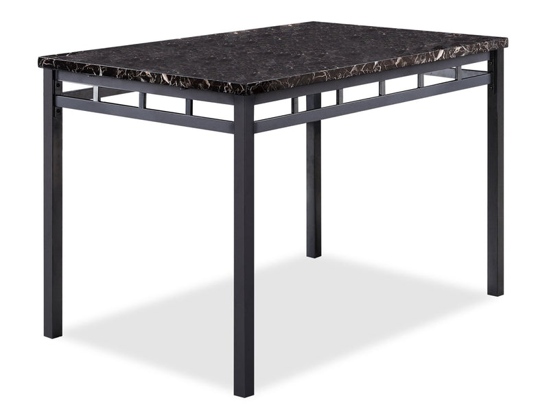 Ensemble de salle à manger Marc 5 pièces en métal avec table de 48 po (L), dessus en imitation de marbre et 4 chaises - noir