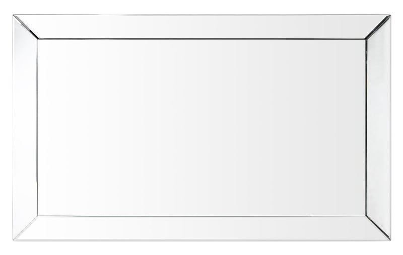 Table à café somptueuse Berni de 47,2 po avec dessus en miroir et en verre et tablette - métal argenté avec pattes à apparence de diamant