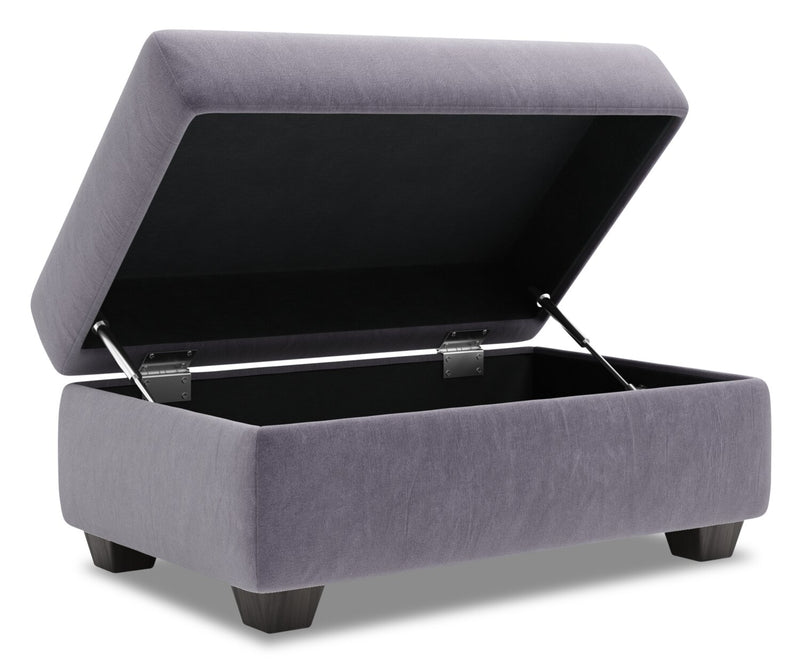 Pouf de rangement personnalisable The Trunk de Sofa Lab de 39 po fabriqué au Canada en tissu de velours - gris Granite Grey